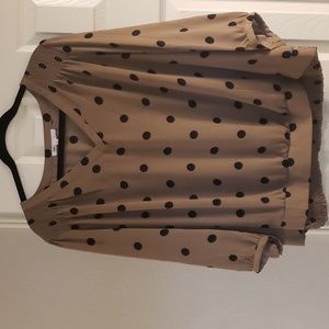 Taupe and black blouse, 2x, DR2 brand